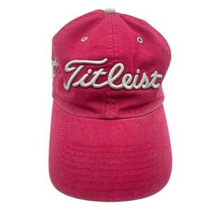 Titleist Golf Cap Hat‎ Red Embroidered Logo Adjustable Baseball Classic